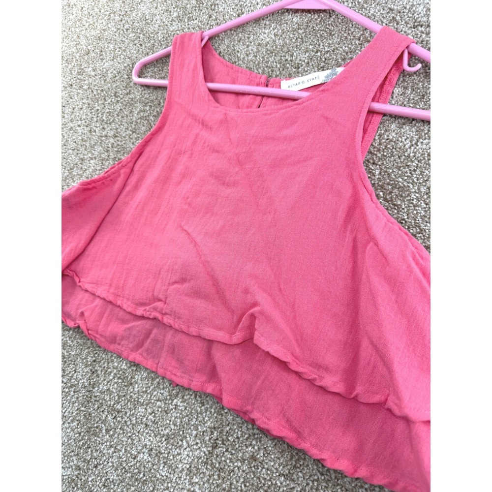 Altar'd State Womens Coral Pink Tiered Tie Back Crop Top BT1077 XS